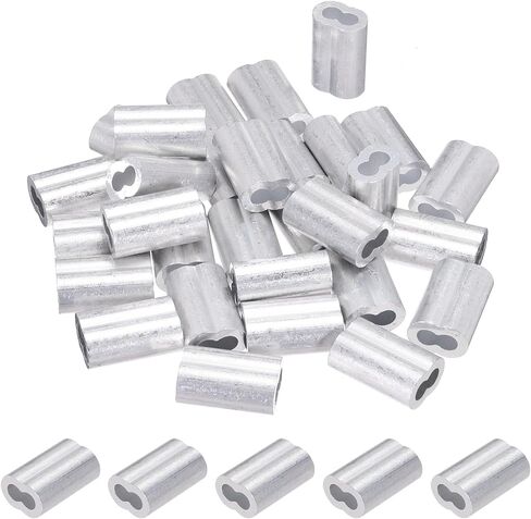 PATIKIL 7/32"/ 5.5mm Aluminum Crimping Loop Sleeves, 30Pcs Cable Crimp Ferrules Wire Rope Sleeves Loops for Rigging Railing, Silver Tone in Saudi Arabia