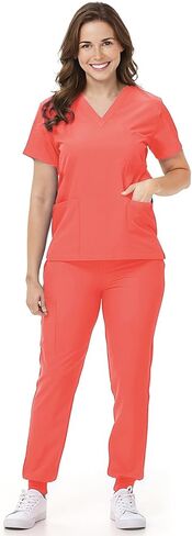 Mizzuco Scrubs Set for Women Nurse Uniform V-Neck Top and Drawstring Jogger Pants with Multi Pocket Nurse Workwear in Saudi Arabia