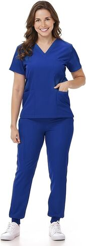 Mizzuco Scrubs Set for Women Nurse Uniform V-Neck Top and Drawstring Jogger Pants with Multi Pocket Nurse Workwear in Saudi Arabia