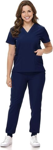 Mizzuco Scrubs Set for Women Nurse Uniform V-Neck Top and Drawstring Jogger Pants with Multi Pocket Nurse Workwear in Saudi Arabia