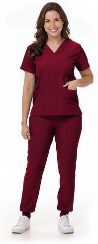 Mizzuco Scrubs Set for Women Nurse Uniform V-Neck Top and Drawstring Jogger Pants with Multi Pocket Nurse Workwear in Saudi Arabia