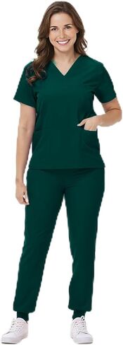 Mizzuco Scrubs Set for Women Nurse Uniform V-Neck Top and Drawstring Jogger Pants with Multi Pocket Nurse Workwear in Saudi Arabia