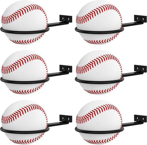 QTJUST 6Pack Baseball Wall Mount Holder Baseball Softball Display Memorabilia Holder Heavy Duty Sports Wall Mount Rack for Display Storage, Black in Saudi Arabia