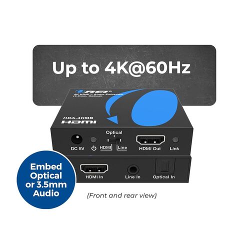 جهاز تضمين الصوت OREI 4K HDMI، جهاز إدخال الصوت التناظري الرقمي Audi + DVI إلى HDMI يدعم TOSLINK بصري 3.5 مم جاك AUX إدخال الصوت 4K60 هرتز 18 جيجابت في الثانية HDR HDCP2.2 in Saudi Arabia