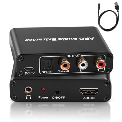 HDMI ARC Audio Extractor, ARC Audio Extractor,Digital to Analog Converter with Optical, Coaxial, RCA & 3.5mm Output, Supports 192KHz, 5.1 Surround Sound for TV and Speakers, Plug-and-Play in Saudi Arabia