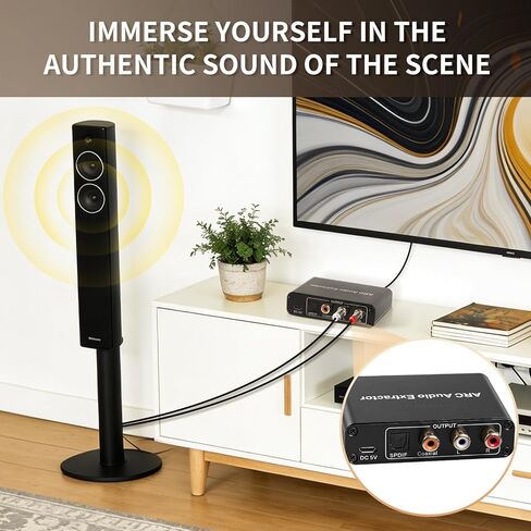 HDMI ARC Audio Extractor, ARC Audio Extractor,Digital to Analog Converter with Optical, Coaxial, RCA & 3.5mm Output, Supports 192KHz, 5.1 Surround Sound for TV and Speakers, Plug-and-Play in Saudi Arabia