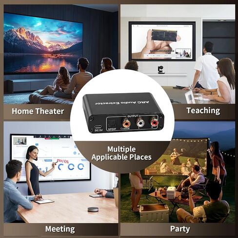 HDMI ARC Audio Extractor, ARC Audio Extractor,Digital to Analog Converter with Optical, Coaxial, RCA & 3.5mm Output, Supports 192KHz, 5.1 Surround Sound for TV and Speakers, Plug-and-Play in Saudi Arabia