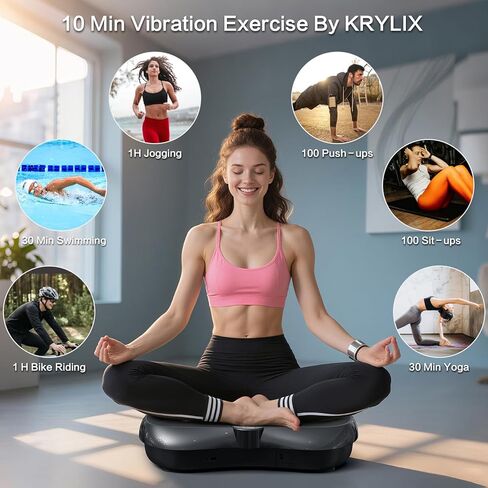 KRYLIX Vibration Plate Machine Exercise Platform for Whole Body Vibration Workout Weight Loss Lymphatic Drainage Fitness Platform Exercise Machine Vibrating Platform for Women Men in Saudi Arabia
