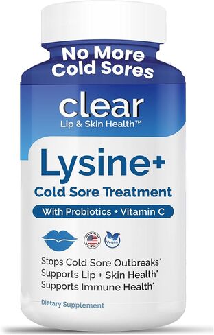 Cold Sore Treatment for Lips - Lysine Supercharged with Acidophilus Probiotic & Lactobacillus Rhamnosus + Vitamin C for Lip and Skin Health - Immune Support for Effective Prevention and Clear Skin in Kuwait