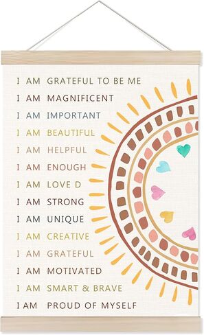 Welshower Boho Motivational Positive Poster Hanger Frame, What's the Best That Could Happen Positive Affirmations Wall Art Prints Decor for Living Room Bedroom Home Office Framed, 12x16 Inch in Kuwait