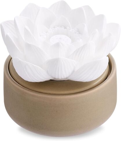 Honeydak 2 Pcs Flower Essential Oil Diffusers Stones White Ceramic Porcelain Passive Oil Diffusers Improves Sleep and Relieves Stress Non-Electric Handmade Decorative Tabletops for Desk Office Home in Kuwait