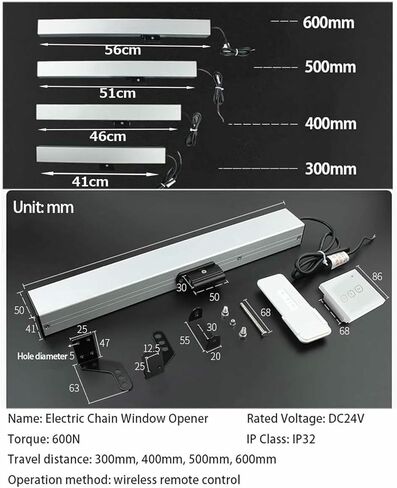 Electric Window Opener Actuator, Automatic Swing Door Closer for Casement Windows & Skylights, 400mm Roof Vent Control, Ideal for Commercial Use in Saudi Arabia