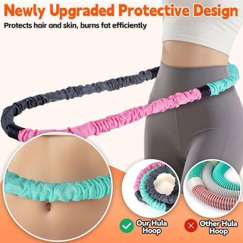3.4lb Soft Spring Fitness Hoop for Adults, Scientifically Weighted, with Resistance Band, Soft Fabric Padding (Comfort & Protection), Full Body Exercise Equipment for Weight Loss in Saudi Arabia