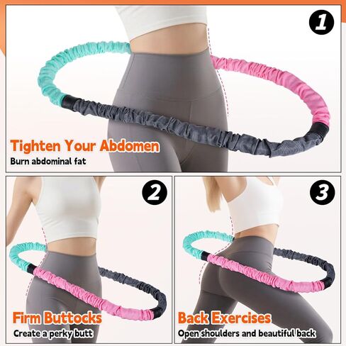 3.4lb Soft Spring Fitness Hoop for Adults, Scientifically Weighted, with Resistance Band, Soft Fabric Padding (Comfort & Protection), Full Body Exercise Equipment for Weight Loss in Saudi Arabia