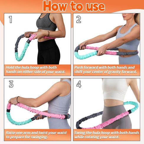 3.4lb Soft Spring Fitness Hoop for Adults, Scientifically Weighted, with Resistance Band, Soft Fabric Padding (Comfort & Protection), Full Body Exercise Equipment for Weight Loss in Saudi Arabia