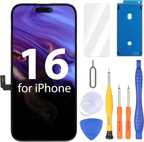 Ayake for iPhone 16 Plus Screen Replacement ، شاشة LCD FHD 6.7 بوصة وشاشة الرقم اللمس ، قابلة للبرمجة النغمة الحقيقية ، لا يزال معرف الوجه (لـ A3290 ، A3082 ، A3289 ، A3291) in Kuwait