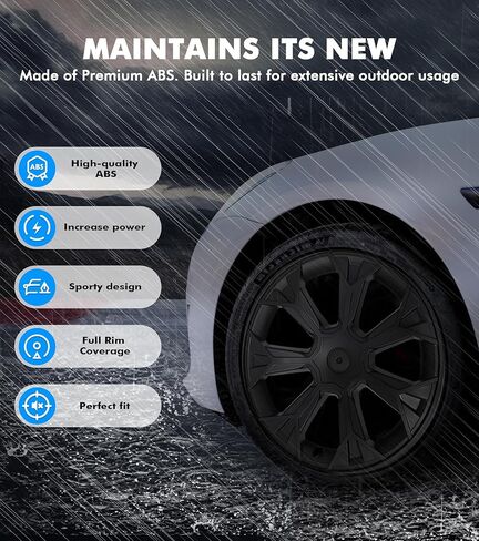 PM Auto Set من 4 عجلات يغطي Sport Hubcaps Gloss Black لعام 2017-2024 Tesla Model Y 19 بوصة in Saudi Arabia