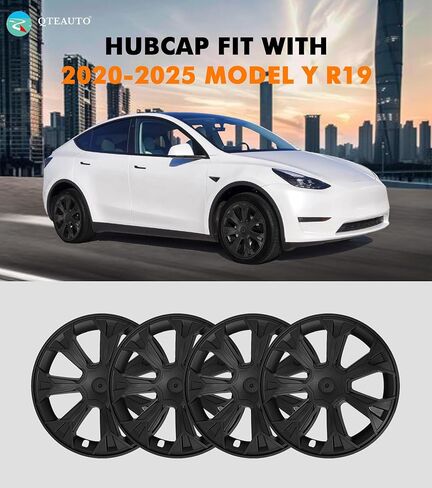 PM Auto Set من 4 عجلات يغطي Sport Hubcaps Gloss Black لعام 2017-2024 Tesla Model Y 19 بوصة in Saudi Arabia