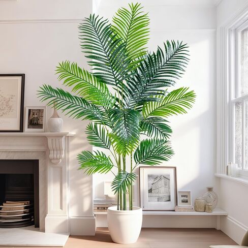 6.6ft مصطنعة أريكا النخيل النخيل النابض بالعيش ، فو ، نبات أريكا ، نبات ، مصنع طويل من الحرير مصطنع كبير للمنزل الداخلي ديكور ركن غرفة المعيشة （لا زارع） in Kuwait