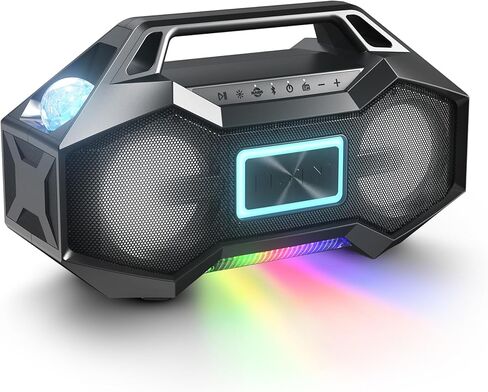 Ion Party Rocker Go Portable Bluetooth Boombox Speaker with Party Lights, Battery, 3.5" Speakers, FM Radio, USB Charge Port, App, Water-Resistant, 60W (Renewed) in Saudi Arabia