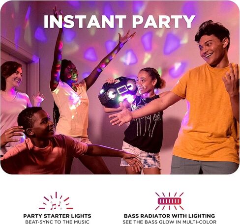 Ion Party Rocker Go Portable Bluetooth Boombox Speaker with Party Lights, Battery, 3.5" Speakers, FM Radio, USB Charge Port, App, Water-Resistant, 60W (Renewed) in Saudi Arabia
