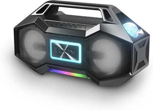 Ion Party Rocker Go Portable Bluetooth Boombox Speaker with Party Lights, Battery, 3.5" Speakers, FM Radio, USB Charge Port, App, Water-Resistant, 60W (Renewed) in Saudi Arabia
