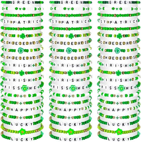 60 pcs Independence Day Bracelets Bulk 4th of July Friendship Adjustable Beaded Bracelets USA Clay Surfer Heishi Patriotic Jewelry for Women Gift Party Supplies in Kuwait