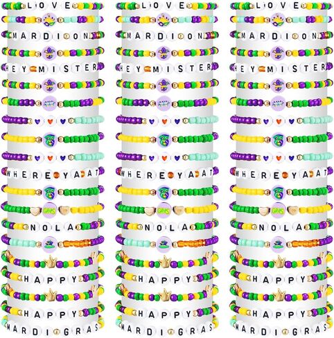 60 PCS استقلال الأساور Braclets Bulk 4th of July Friendship Friendlets Admended Beaded Clay Surfer Heishi Jewelry for Women Gift Party Supplies in Kuwait