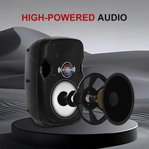 PRORECK 8-Inch Stereo Speakers, 650W Peak Power Bluetooth PA Speaker, with Wired Microphone, Speaker Stands & Remote – Portable DJ Speaker for Parties, Events, Karaoke in Saudi Arabia