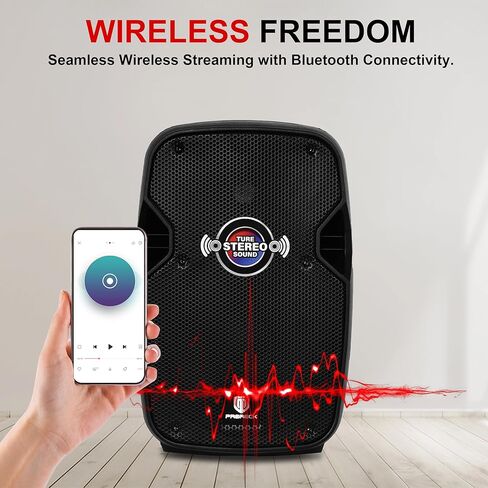 PRORECK 8-Inch Stereo Speakers, 650W Peak Power Bluetooth PA Speaker, with Wired Microphone, Speaker Stands & Remote – Portable DJ Speaker for Parties, Events, Karaoke in Saudi Arabia