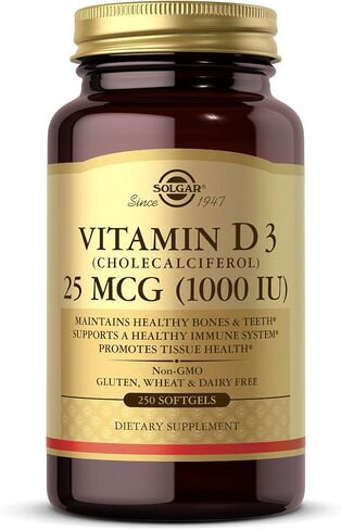 Solgar Vitamin D3 (Cholecalciferol) 25 mcg (1000 IU), 100 Softgels - Helps Maintain Healthy Bones & Teeth - Immune System Support - Non-GMO, Gluten Free, Dairy Free - 100 Servings in Saudi Arabia