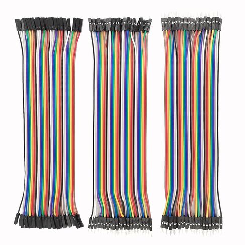 Fielect 120Pcs Dupont Jumper Wires 50CM Breadboard Jumper Wires Multicolored Dupont Wire 40Pin Male to FemaIe, Male to Maie, Female to FemaIe Breadboard Jumper Ribbon Cables in Saudi Arabia