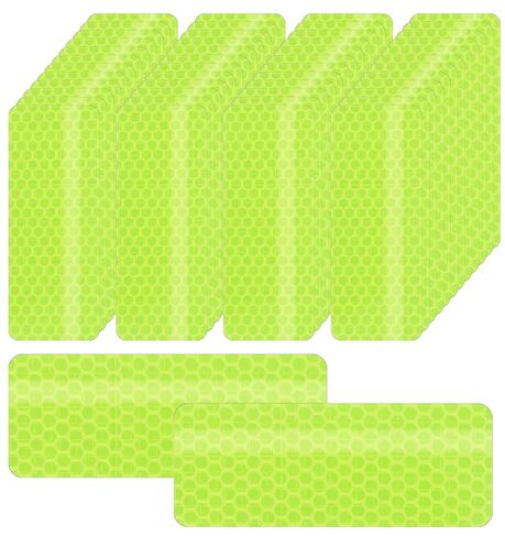 100 Pcs Reflective Stickers, Waterproof Self-Adhesive Reflective Tape Stick on Green Reflectors High Vis Stickers for Bike Helmet Car Motorcycle Night Riding Outdoor, Fluorescent Green 1.18" X 3.15" in Saudi Arabia