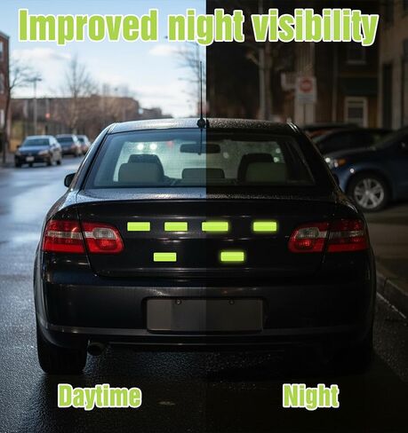 100 Pcs Reflective Stickers, Waterproof Self-Adhesive Reflective Tape Stick on Green Reflectors High Vis Stickers for Bike Helmet Car Motorcycle Night Riding Outdoor, Fluorescent Green 1.18" X 3.15" in Saudi Arabia