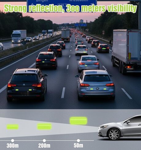 100 Pcs Reflective Stickers, Waterproof Self-Adhesive Reflective Tape Stick on Green Reflectors High Vis Stickers for Bike Helmet Car Motorcycle Night Riding Outdoor, Fluorescent Green 1.18" X 3.15" in Saudi Arabia