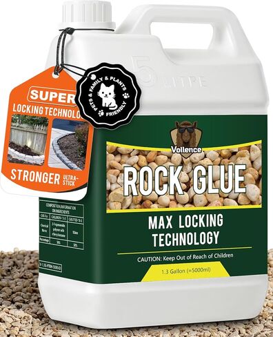 Vollence 166OZ Rock Glue for Landscaping,Mulch Glue Strong Adhesion of Pea Gravel Stabilizer Binder, Non-Toxic Weather-Resistant Mulch Lock Gravel Binder for Pebble,Pine Straw, Landscape Edging in Saudi Arabia