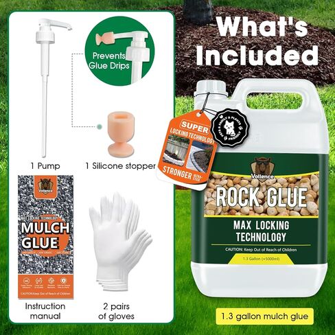 Vollence 166OZ Rock Glue for Landscaping,Mulch Glue Strong Adhesion of Pea Gravel Stabilizer Binder, Non-Toxic Weather-Resistant Mulch Lock Gravel Binder for Pebble,Pine Straw, Landscape Edging in Saudi Arabia