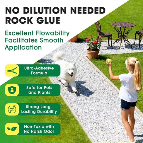 Vollence 166OZ Rock Glue for Landscaping,Mulch Glue Strong Adhesion of Pea Gravel Stabilizer Binder, Non-Toxic Weather-Resistant Mulch Lock Gravel Binder for Pebble,Pine Straw, Landscape Edging in Saudi Arabia