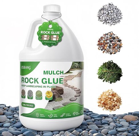 OSBANG Rock Glue 1 Gallon for Landscaping Gravel and Mulch, Spray for Pea Gravel Bark and Stone, Outdoor Granite Binder for Garden Beds and Paths in Saudi Arabia