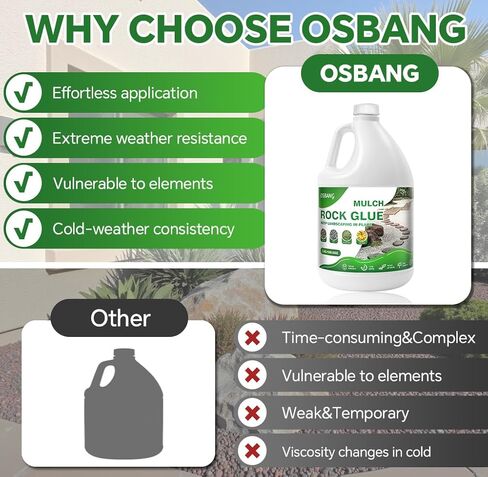 OSBANG Rock Glue 1 Gallon for Landscaping Gravel and Mulch, Spray for Pea Gravel Bark and Stone, Outdoor Granite Binder for Garden Beds and Paths in Saudi Arabia