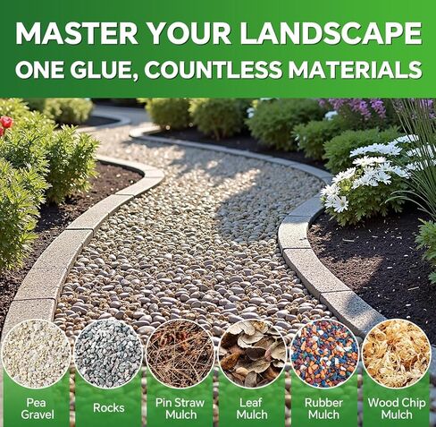 OSBANG Rock Glue 1 Gallon for Landscaping Gravel and Mulch, Spray for Pea Gravel Bark and Stone, Outdoor Granite Binder for Garden Beds and Paths in Saudi Arabia