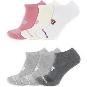 New Balance Performance Cushioned No Show Socks-6 & 12 Moisture Wicking ، Gray Grongort (6 أزواج) ، متوسطة in Kuwait