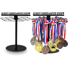 حامل ميدالية قابل للدوران من Novabright مع كلمات تحفيزية تم الحصول عليها دائمًا ولم يُمنح ارتفاعًا قابلاً للتعديل على سطح الطاولة حامل ميدالية معدنية يحمل أكثر من 45 ميدالية للرياضة الماراثون والجمباز وكرة القدم in Kuwait