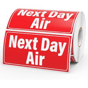 Meitaat 500 قطعة من ملصقات الشحن الجوي في اليوم التالي مقاس 4 بوصات × 2 بوصة ملصقات تحذير حمراء لاصقة مقاومة للماء في اليوم التالي ملصقات الشحن للحزم ذات الأولوية والبريد السريع in Kuwait