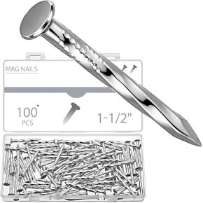 Moxweyeni 100 Count MagNails 1-1/2 Inch x 1/4 Inch Steel Zinc Coated Durable Marker Magnetic Nails with Ribbed Shank for Road Clamp in Kuwait