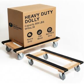 Dolly Cart Heavy Duty for Furniture Moving with 4 Wheels H Frame Oak | Full Length Rubber Tread Dual Rail | 18x38 in Saudi Arabia