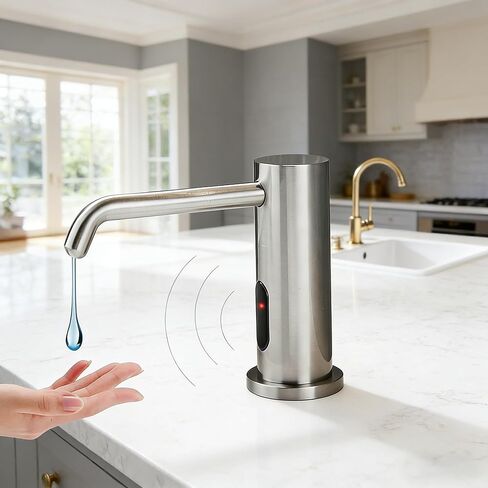 Touchless Automatic Soap Dispenser for Kitchen & Bathroom – Built-in Brushed Nickel Electric Liquid Soap Dispenser with 1000ml Large Capacity, Infrared Sensor, and Premium Brass Core (33.8oz) in Saudi Arabia