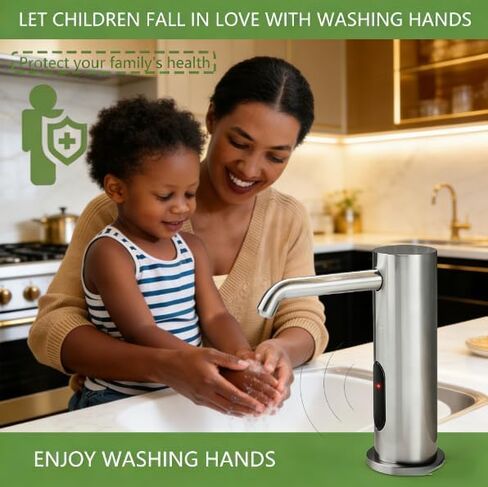Touchless Automatic Soap Dispenser for Kitchen & Bathroom – Built-in Brushed Nickel Electric Liquid Soap Dispenser with 1000ml Large Capacity, Infrared Sensor, and Premium Brass Core (33.8oz) in Saudi Arabia