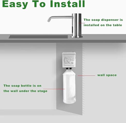 Touchless Automatic Soap Dispenser for Kitchen & Bathroom – Built-in Brushed Nickel Electric Liquid Soap Dispenser with 1000ml Large Capacity, Infrared Sensor, and Premium Brass Core (33.8oz) in Saudi Arabia