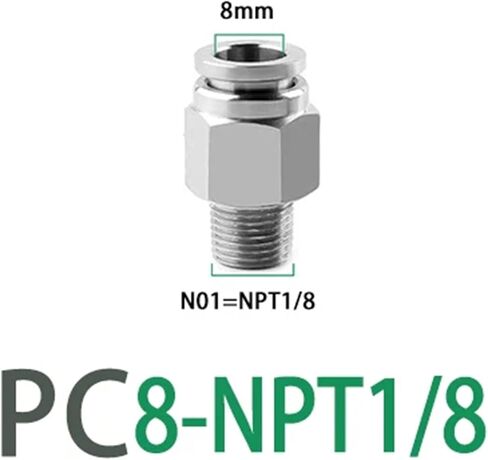 PC 304 الفولاذ المقاوم للصدأ هوائي أداة اقتران سريعة ضاغط ل 4 6 8 10 12 مللي متر خرطوم اقتران ذكر NPT1/8 1/4 3/8 1/2(PC8-N01) in Kuwait